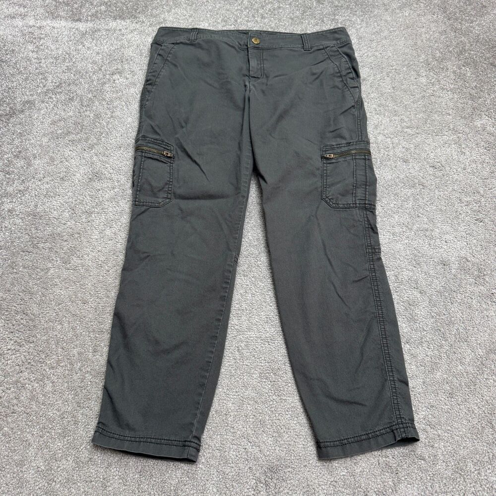 Athleta Cargo Pants Womens 12 Gray Ankle Zip Pockets Mid Rise Stretch Travel